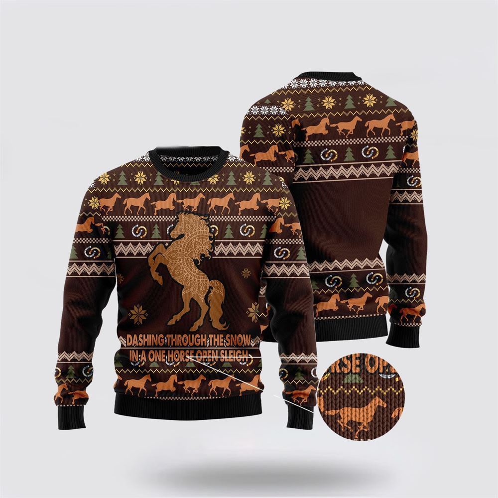 Horse Dashing Through The Snow Ugly Christmas Sweater, Farm Sweater, Christmas Gift, Best Winter Outfit Christmas