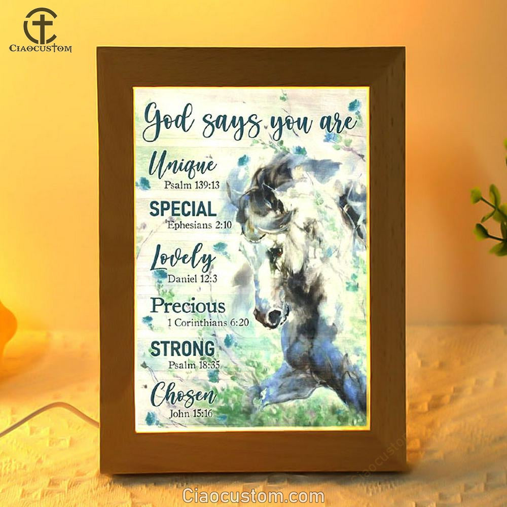 Horse Drawing Watercolor Painting God Says You Are Frame Lamp