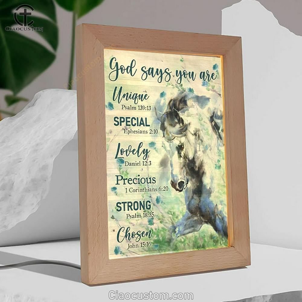 Horse Drawing Watercolor Painting God Says You Are Frame Lamp