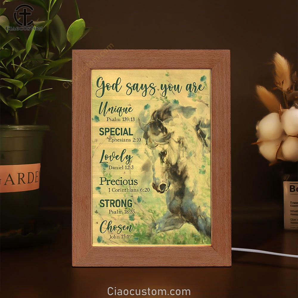 Horse Drawing Watercolor Painting God Says You Are Frame Lamp