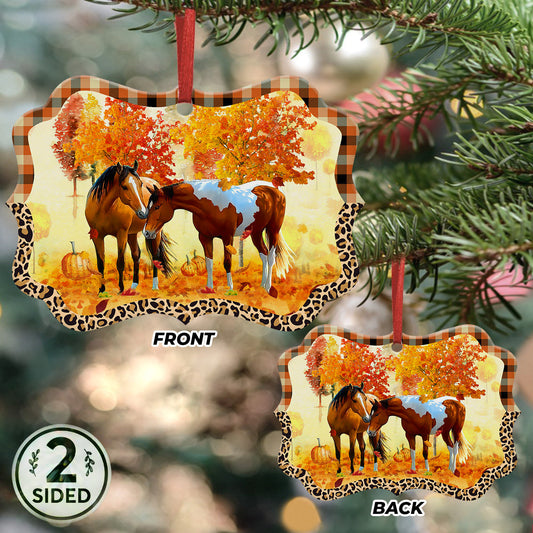 Horse Fall Theme Metal Ornament - Christmas Ornament - Christmas Gift