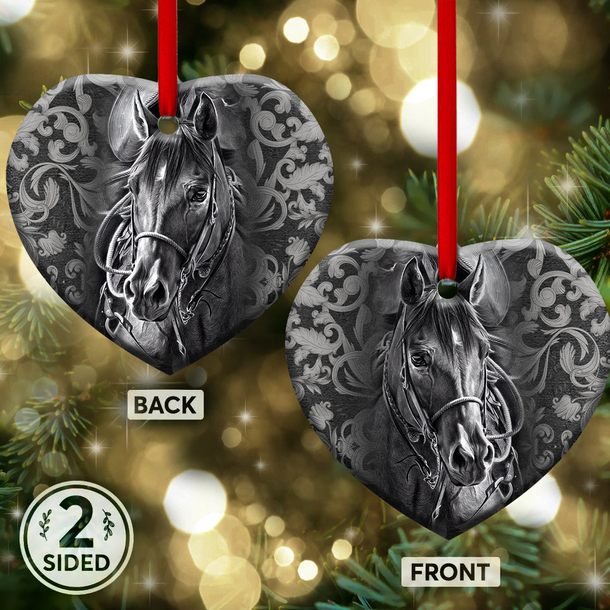 Horse Heart Ceramic Ornament - Christmas Ornament - Christmas Gift