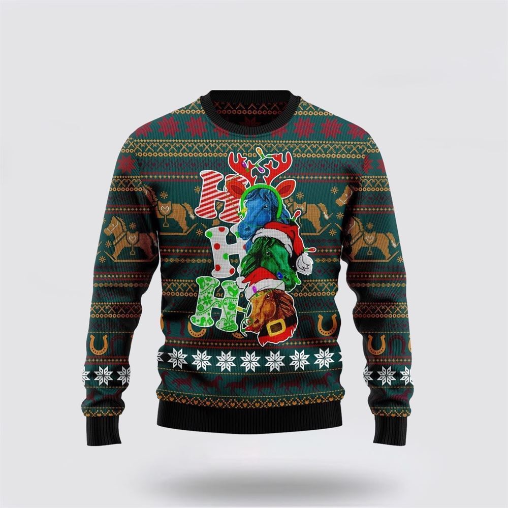 Horse Ho Ho Ho Ugly Christmas Sweater, Farm Sweater, Christmas Gift, Best Winter Outfit Christmas