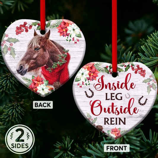 Horse Inside Leg Outside Rein Heart Ceramic Ornament - Christmas Ornament - Christmas Gift