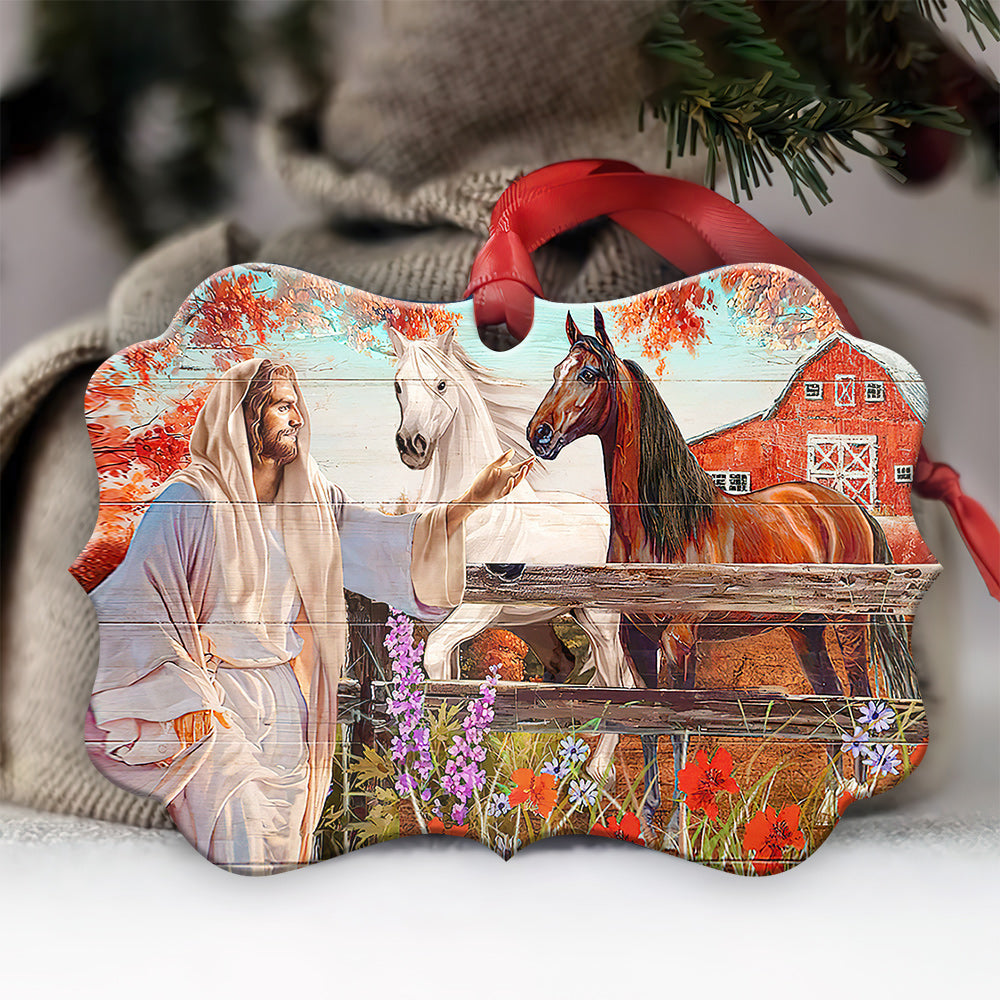 Horse Jesus Autumn Metal Ornament - Christmas Ornament - Christmas Gift
