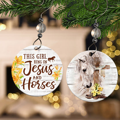 Horse Jesus Ceramic Circle Ornament - Decorative Ornament - Christmas Ornament