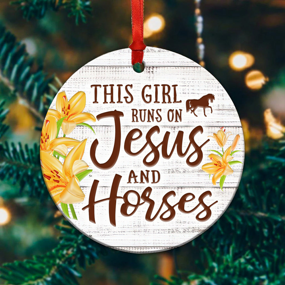 Horse Jesus Ceramic Circle Ornament - Decorative Ornament - Christmas Ornament