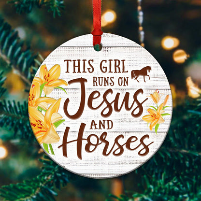 Horse Jesus Ceramic Circle Ornament - Decorative Ornament - Christmas Ornament