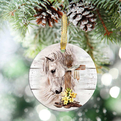 Horse Jesus Ceramic Circle Ornament - Decorative Ornament - Christmas Ornament