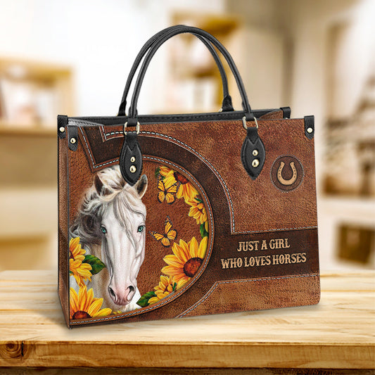 Horse Just A Girl Who Loves Horses Leather Bag - Women's Pu Leather Bag - Best Mother's Day Gifts