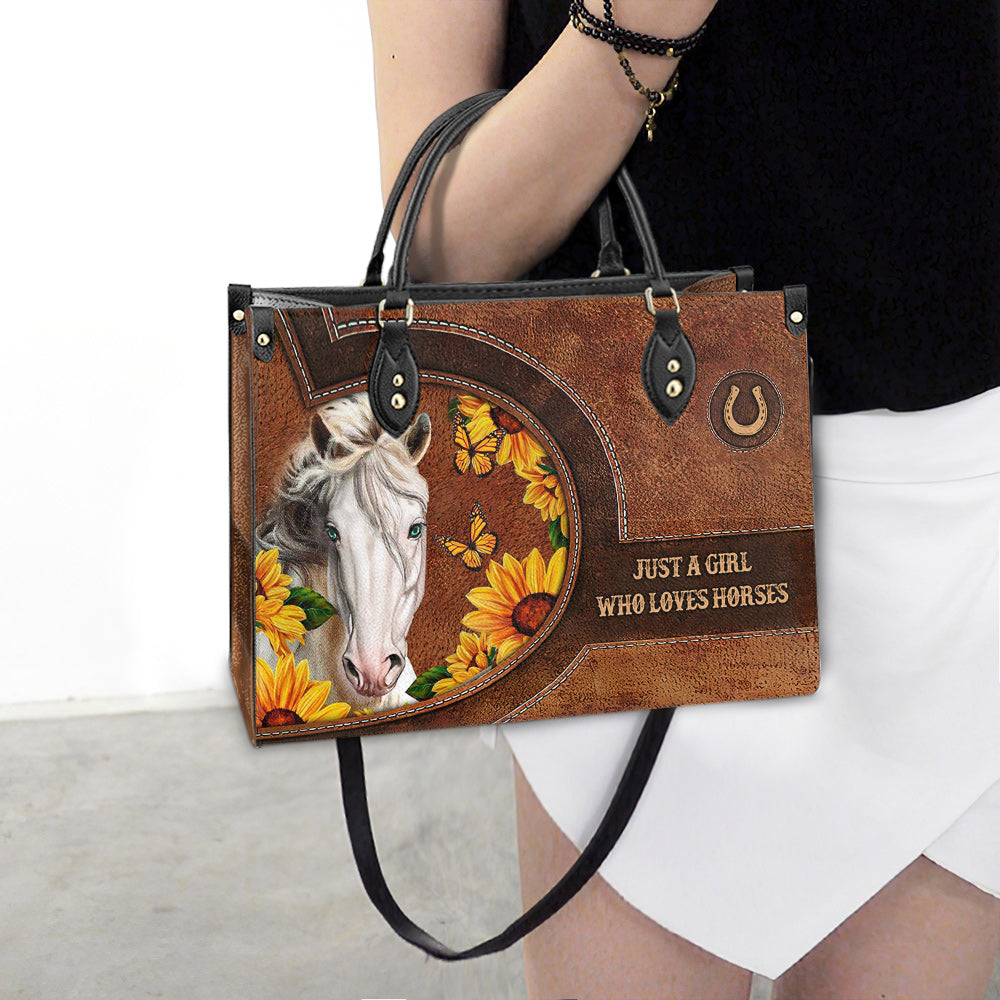 Horse Just A Girl Who Loves Horses Leather Bag - Women's Pu Leather Bag - Best Mother's Day Gifts