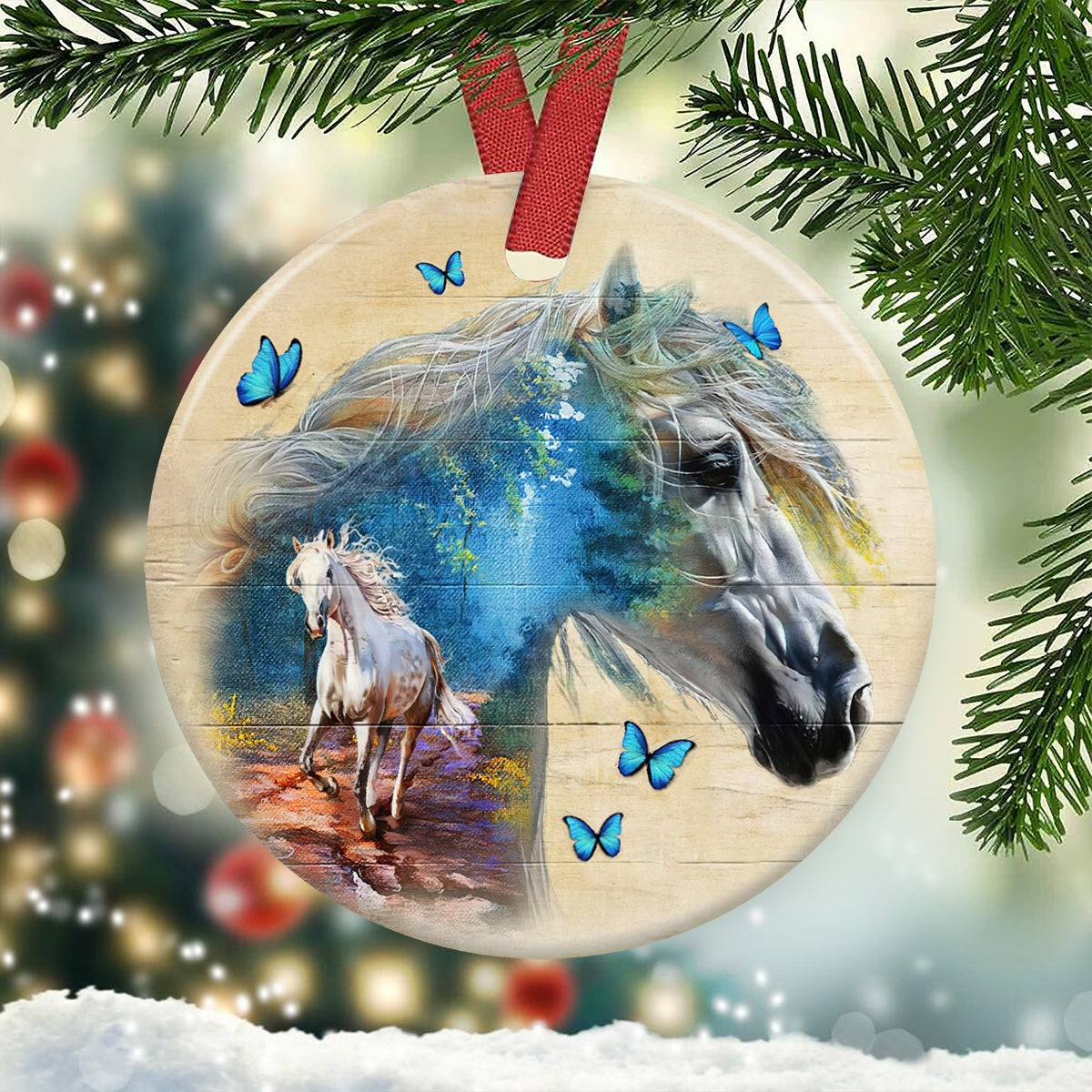 Horse Lover Ceramic Circle Ornament - Decorative Ornament - Christmas Ornament