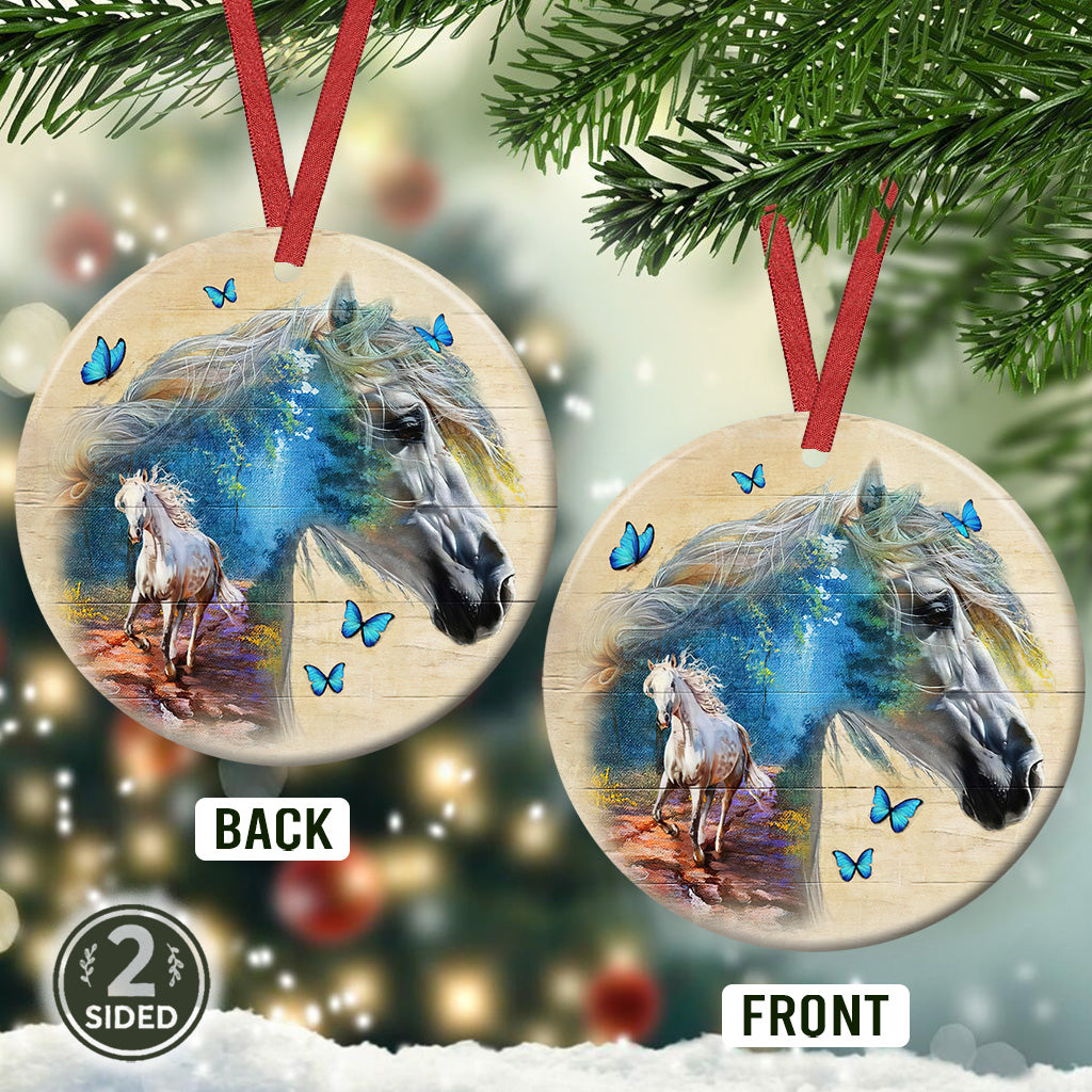 Horse Lover Ceramic Circle Ornament - Decorative Ornament - Christmas Ornament
