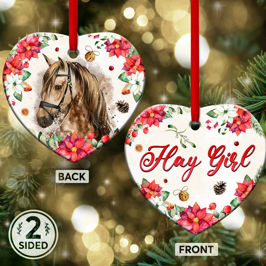 Horse Lover Hay Girl Heart Ceramic Ornament - Christmas Ornament - Christmas Gift