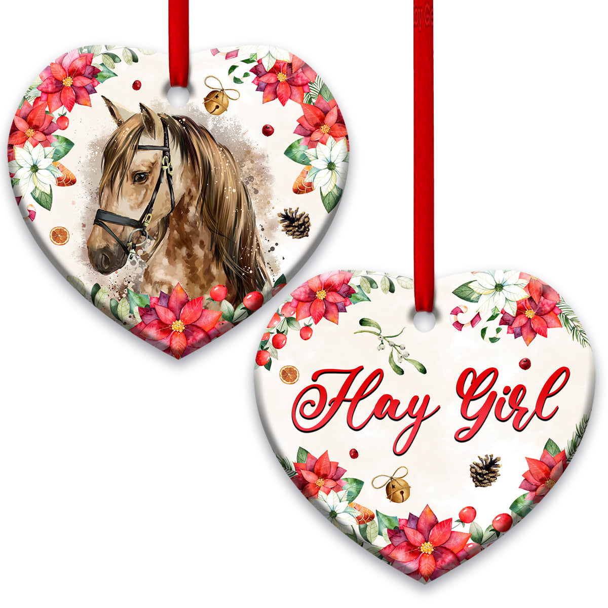 Horse Lover Hay Girl Heart Ceramic Ornament - Christmas Ornament - Christmas Gift