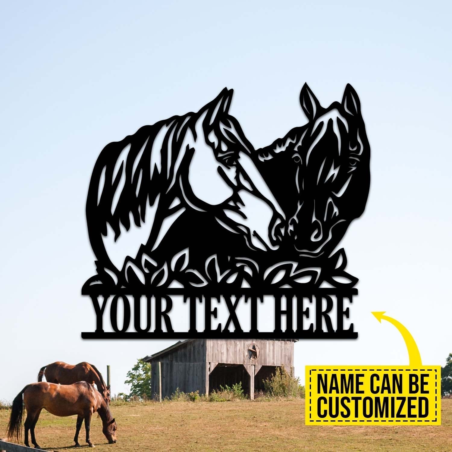 Horse Metal Sign Ranch Sign Farm Sign Mustang Couple Personalized Cust ...
