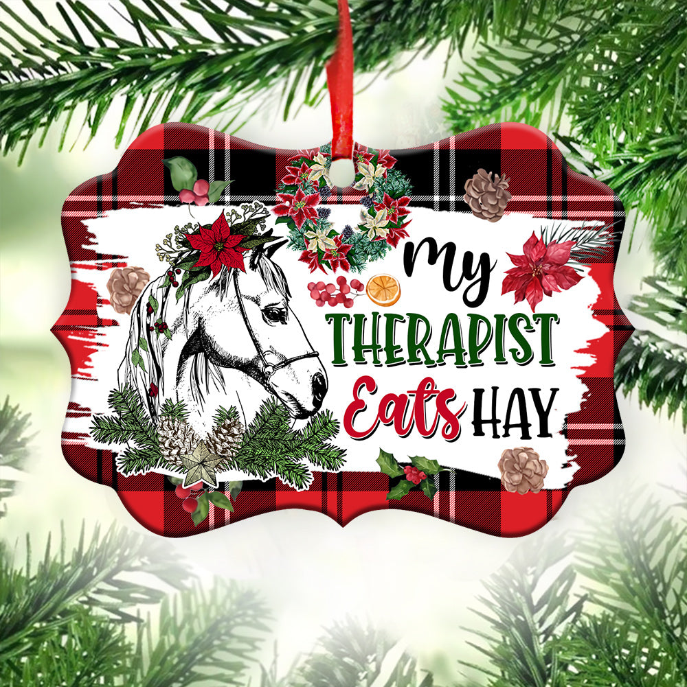 Horse My Therapist Eats Hay Ornament - Christmas Ornament - Ciaocustom