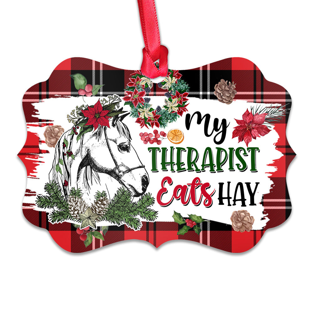 Horse My Therapist Eats Hay Ornament - Christmas Ornament - Ciaocustom