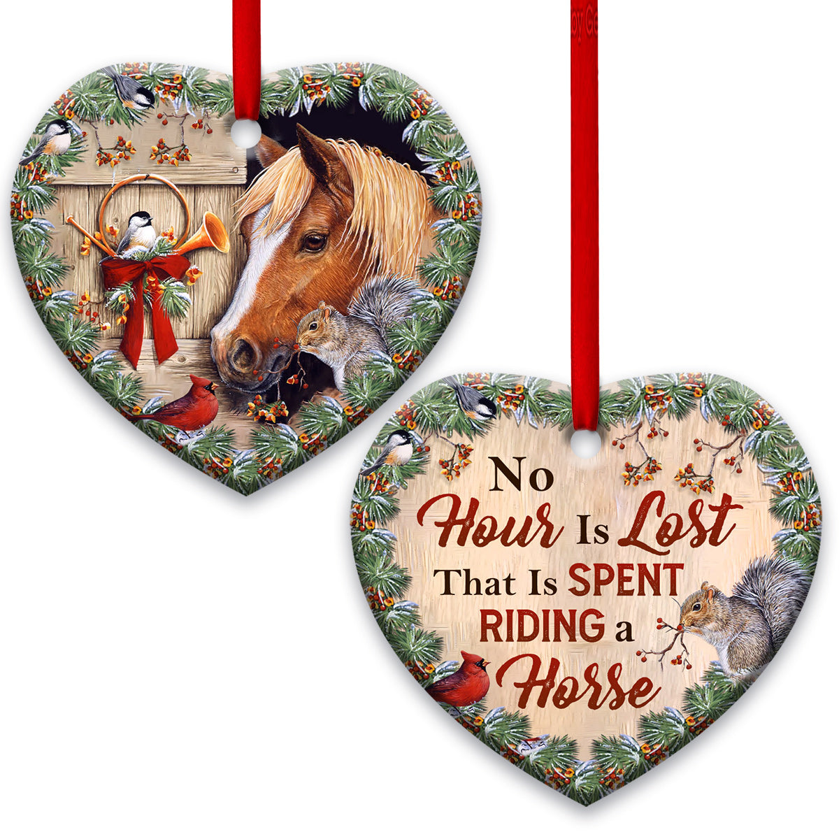 Horse No Hour Is Lost  Riding A Horse Heart Ornament - Christmas Ornament - Ciaocustom