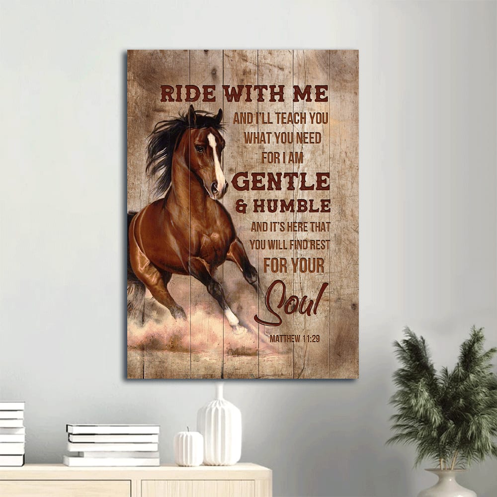 Horse Painting Canvas - Ride With Me Matthew 11 29 Canvas Wall Art