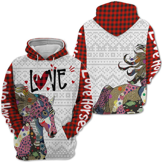 Horse Scottish Christmas Pattern All Over Print 3D Hoodie For Men And Women, Christmas Gift, Warm Winter Clothes, Best Outfit Christmas
