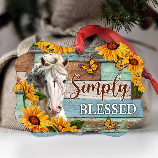 Horse Simply Blessed Metal Ornament - Christmas Ornament - Christmas Gift