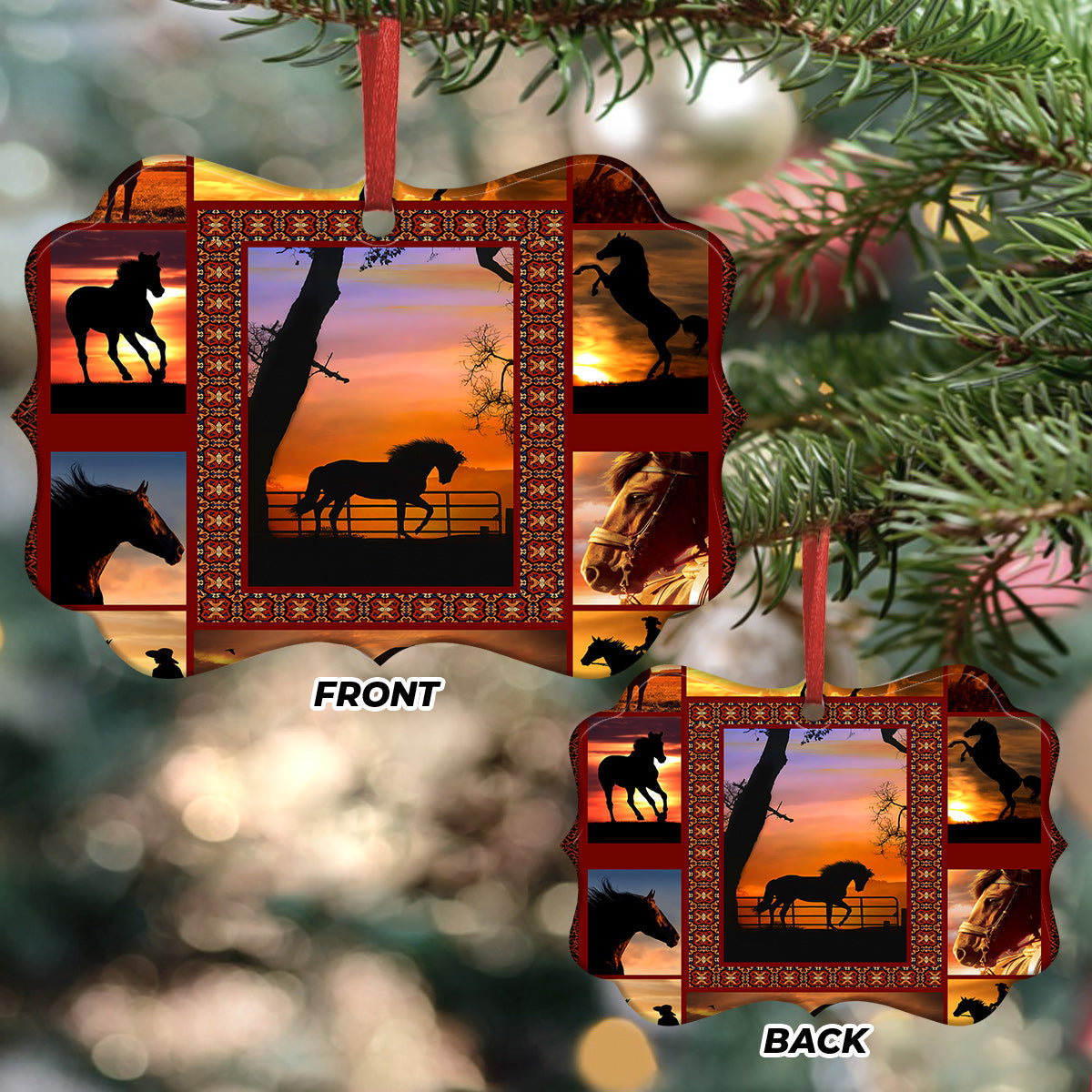 Horse Sunset Ornament - Christmas Ornament - Ciaocustom