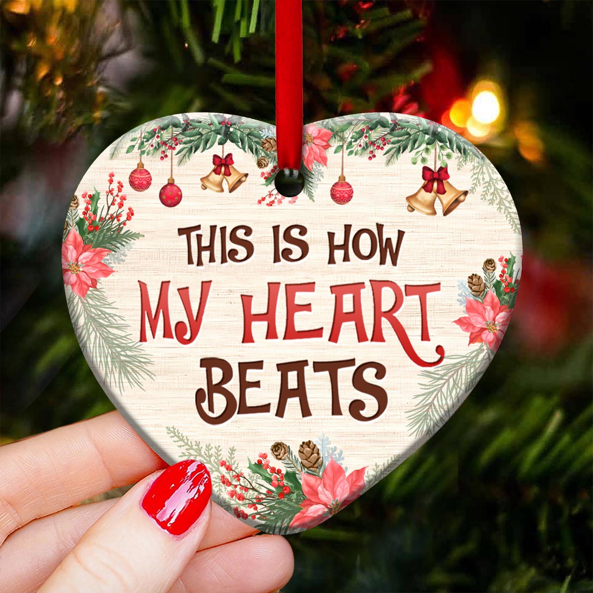 Horse This Is How My Heart Beats Heart Ceramic Ornament - Christmas Ornament - Christmas Gift