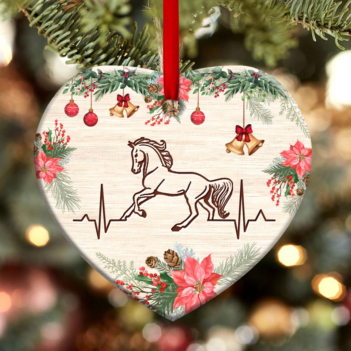 Horse This Is How My Heart Beats Heart Ceramic Ornament - Christmas Ornament - Christmas Gift