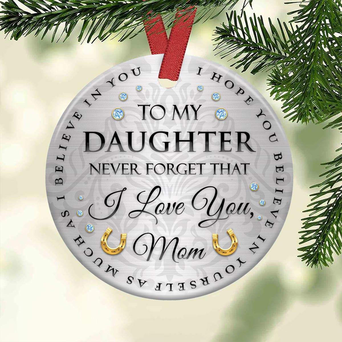 Horse To My Daughter 2 Ceramic Circle Ornament - Decorative Ornament - Christmas Ornament