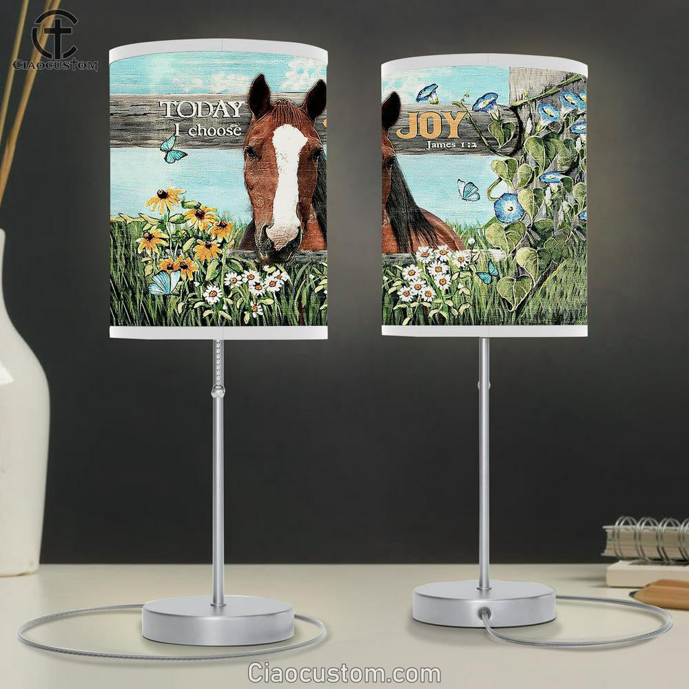 Horse Today I Choose Joy Lamp Art Table Lamp - Christian Room Decor - Gifts For Horse Lovers