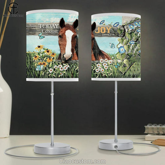 Horse Today I Choose Joy Lamp Art Table Lamp - Christian Room Decor - Gifts For Horse Lovers