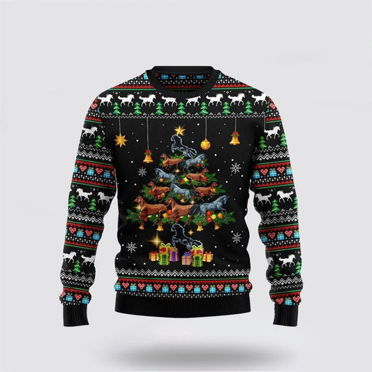 Horse Tree Ugly Christmas Sweater, Farm Sweater, Christmas Gift, Best Winter Outfit Christmas