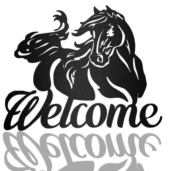 Horse Welcome Personalized Horse Metal Sign Horseshoe Art Western Decor Initial Metal Sign Housewarming Gift Farmhouse Decor