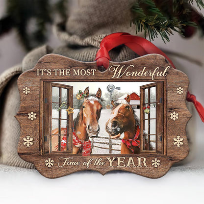 Horse Wonderful Time Of The Year Metal Ornament - Christmas Ornament - Christmas Gift