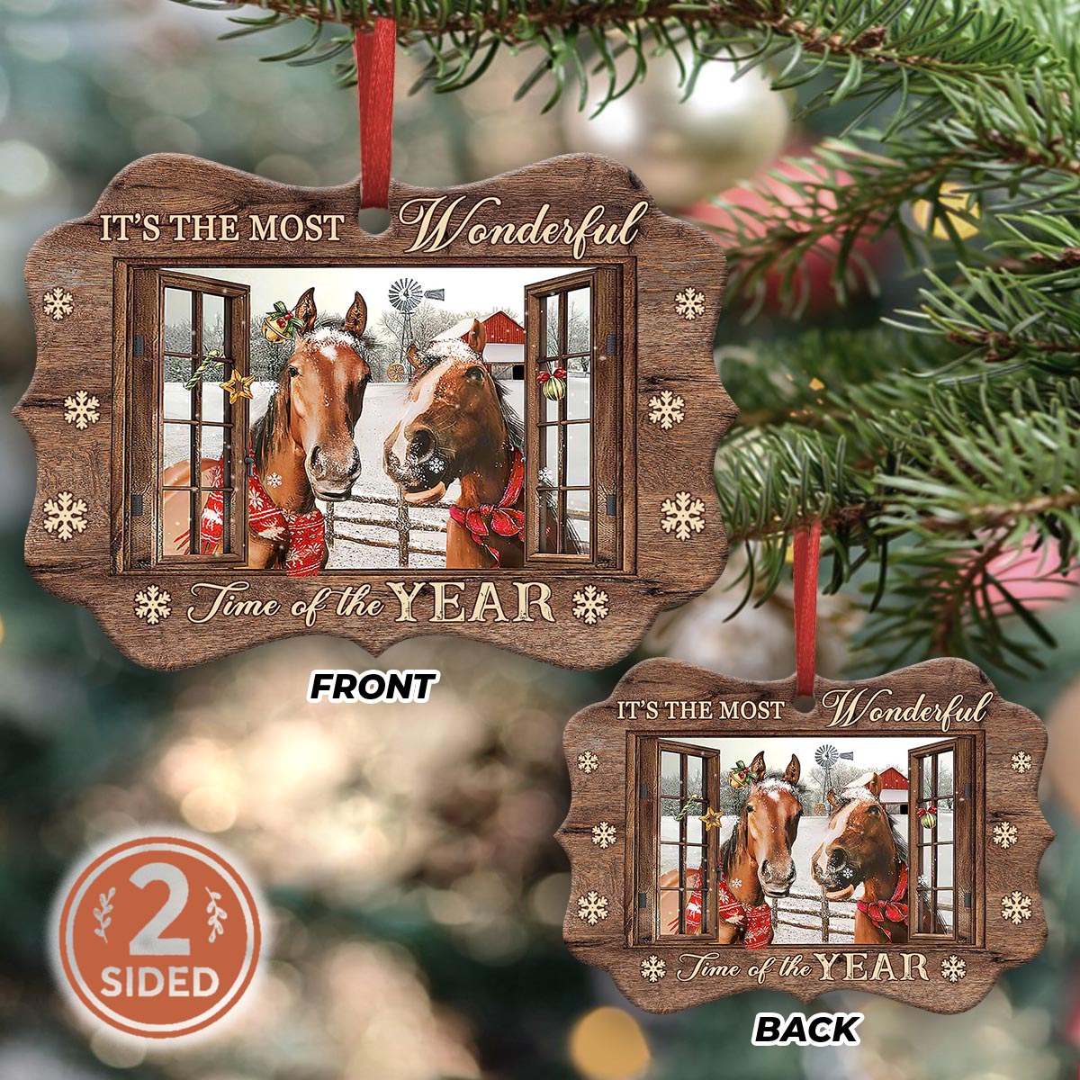 Horse Wonderful Time Of The Year Metal Ornament - Christmas Ornament - Christmas Gift