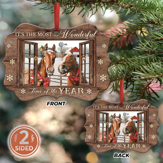 Horse Wonderful Time Of The Year Metal Ornament - Christmas Ornament - Christmas Gift