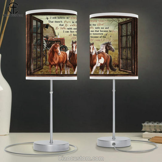 Horses Amazing Grace Table Lamp Prints - Christian Lamp Art - Religious Home Decor