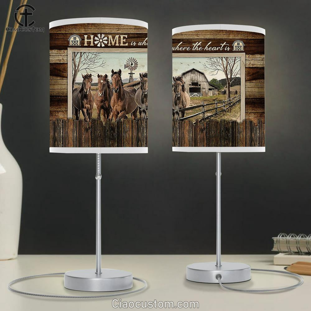 Horses Home Is Where The Heart Is Lamp Art Table Lamp - Christian Room Decor - Gifts For Horse Lovers