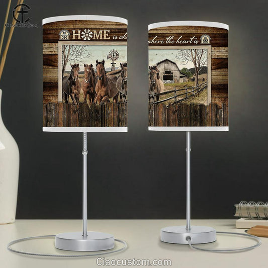 Horses Home Is Where The Heart Is Lamp Art Table Lamp - Christian Room Decor - Gifts For Horse Lovers