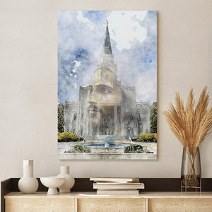 Houston Texas Temple Jesus Christ Watercolor Painting Pray - Jesus Canvas Pictures - Christian Wall Art