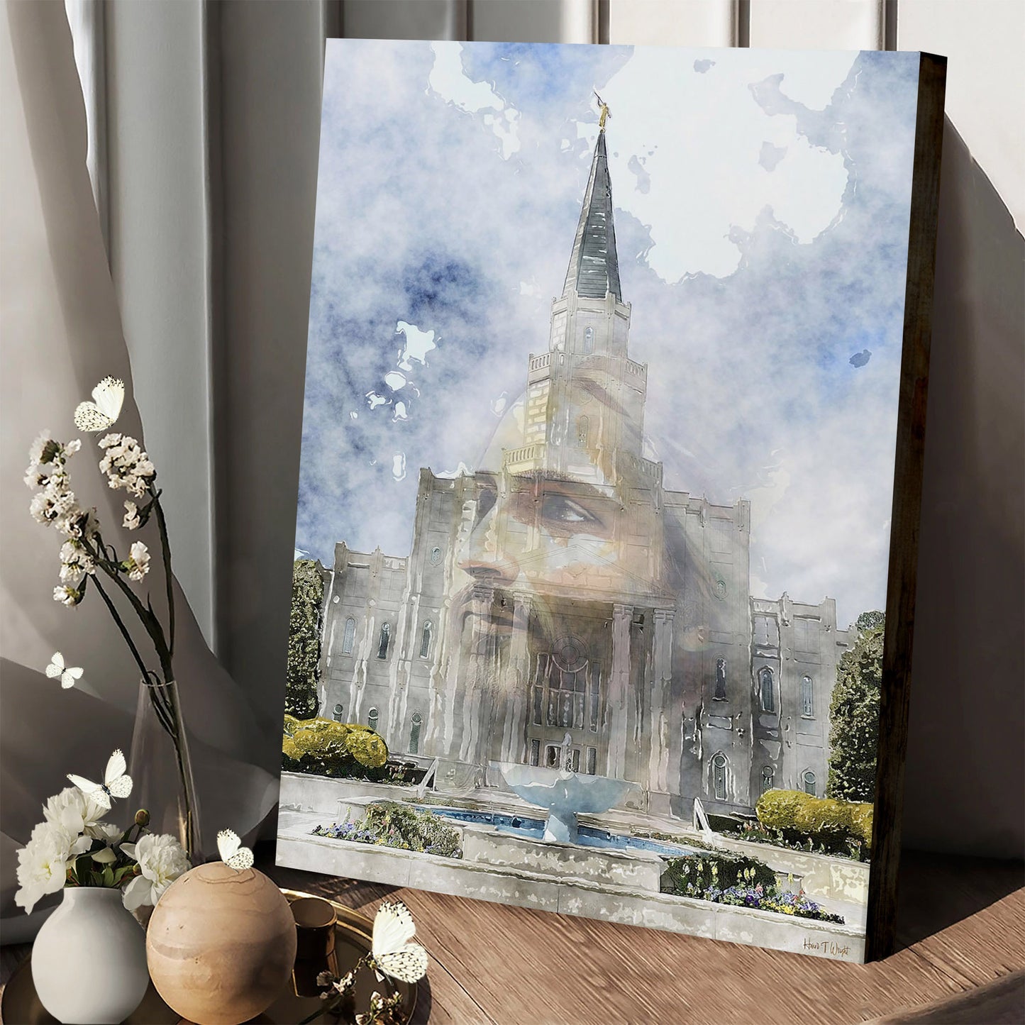 Houston Texas Temple Jesus Christ Watercolor Painting Pray - Jesus Canvas Pictures - Christian Wall Art