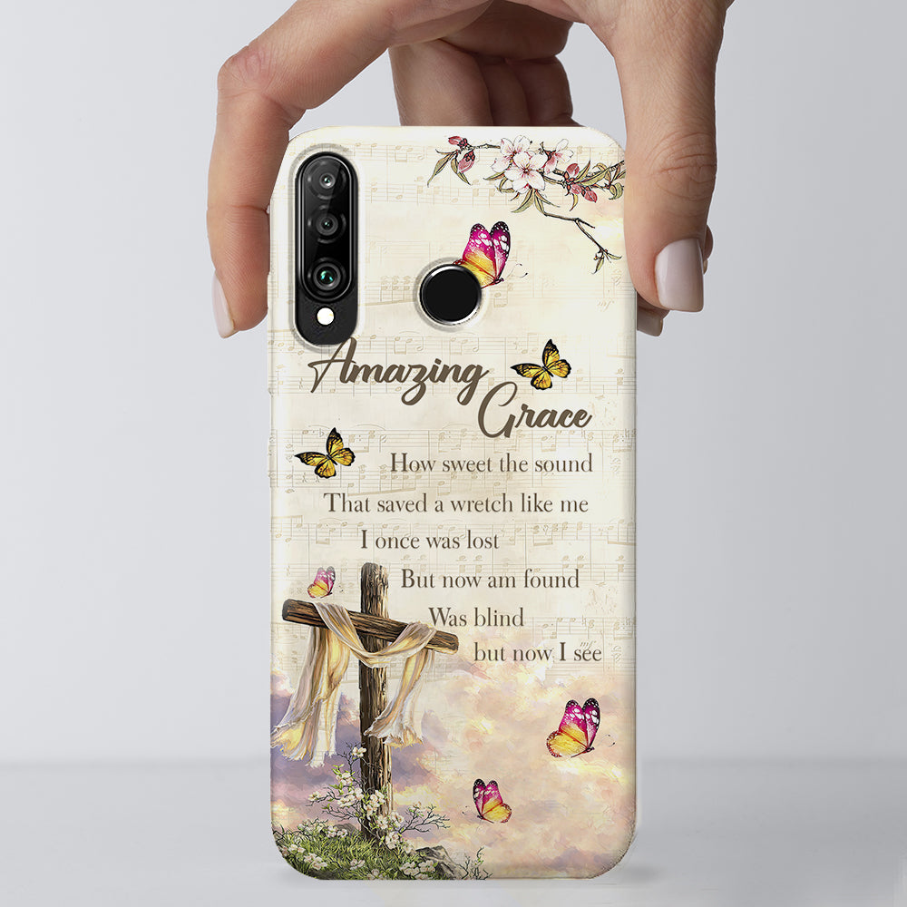 Amazing Grace - Cross And Butterfly - Bible Verse Phone Case - Christian Phone Case - Religious Phone Case - Ciaocustom