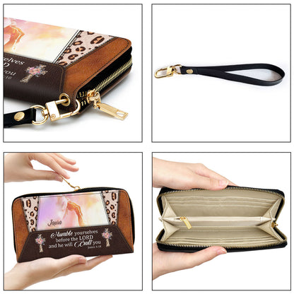 Humble Yourselves Before The Lord, And He Will Exalt You Clutch Purse For Women - Personalized Name - Christian Gifts For Women