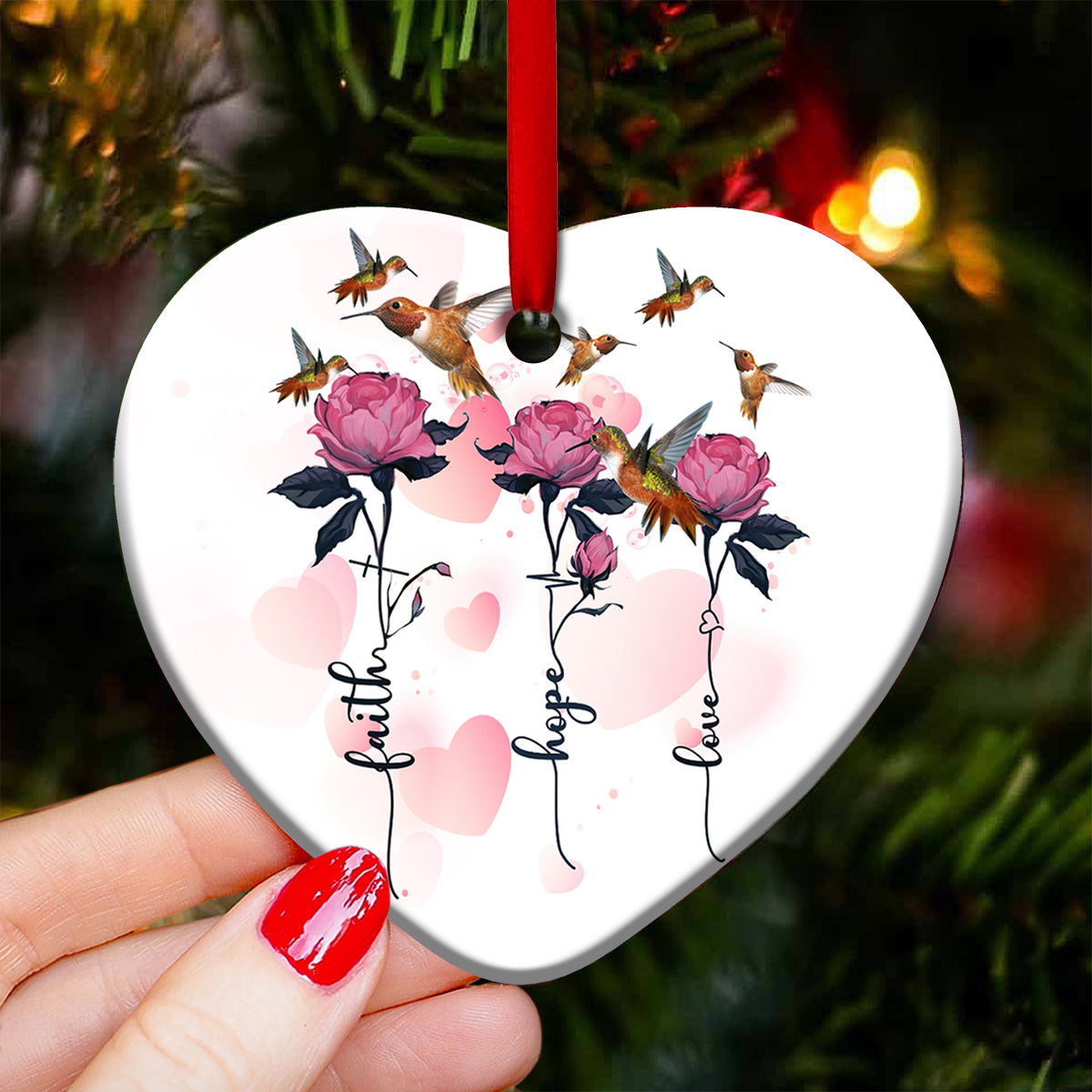 Hummingbird Advice Heart Ornament - Christmas Ornament - Ciaocustom