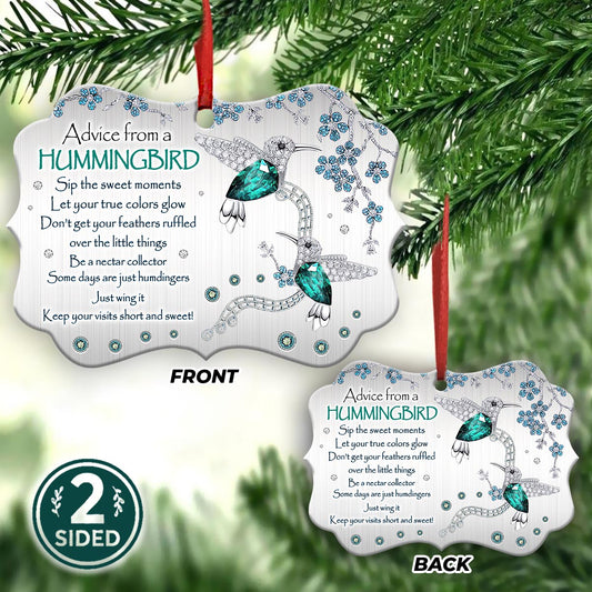 Hummingbird Advice Jewelry Style Metal Ornament - Christmas Ornament - Christmas Gift