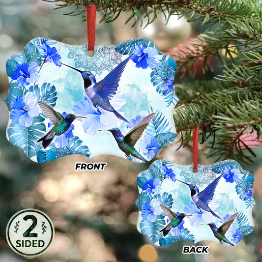 Hummingbird Blue Mandala Metal Ornament - Christmas Ornament - Christmas Gift