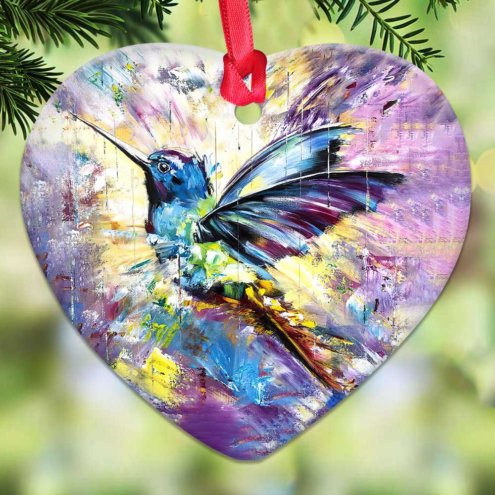 Hummingbird Colorful Heart Ceramic Ornament - Christmas Ornament - Christmas Gift