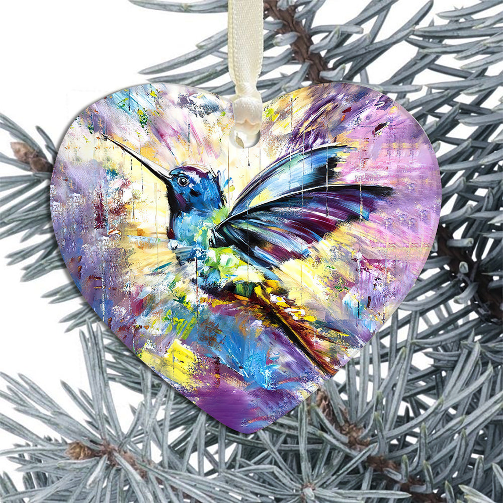 Hummingbird Colorful Heart Ceramic Ornament - Christmas Ornament - Christmas Gift