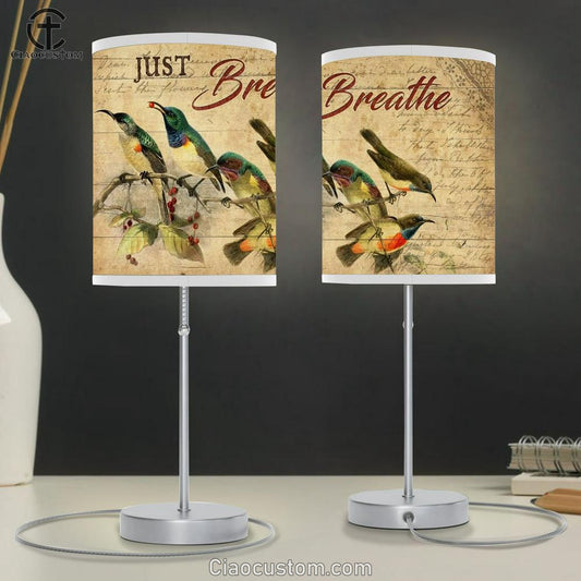 Hummingbird Cranberry Tree Just Breathe Table Lamp